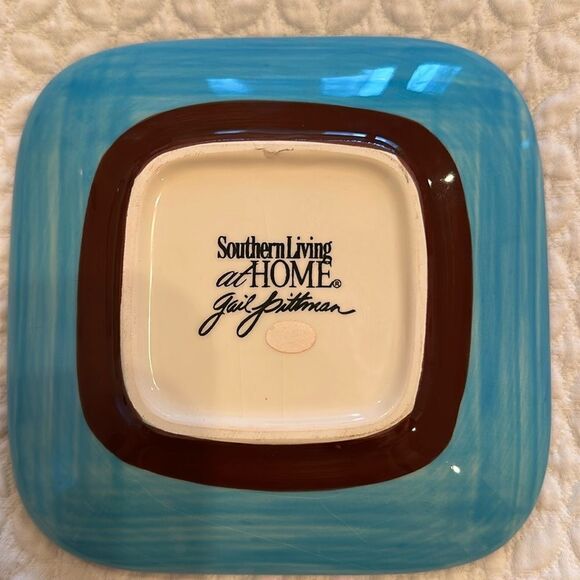 GAIL Pittman Brio Pattern Southern Living At Home 5 5/8” Square Appetizer Plate - Picture 2 of 4